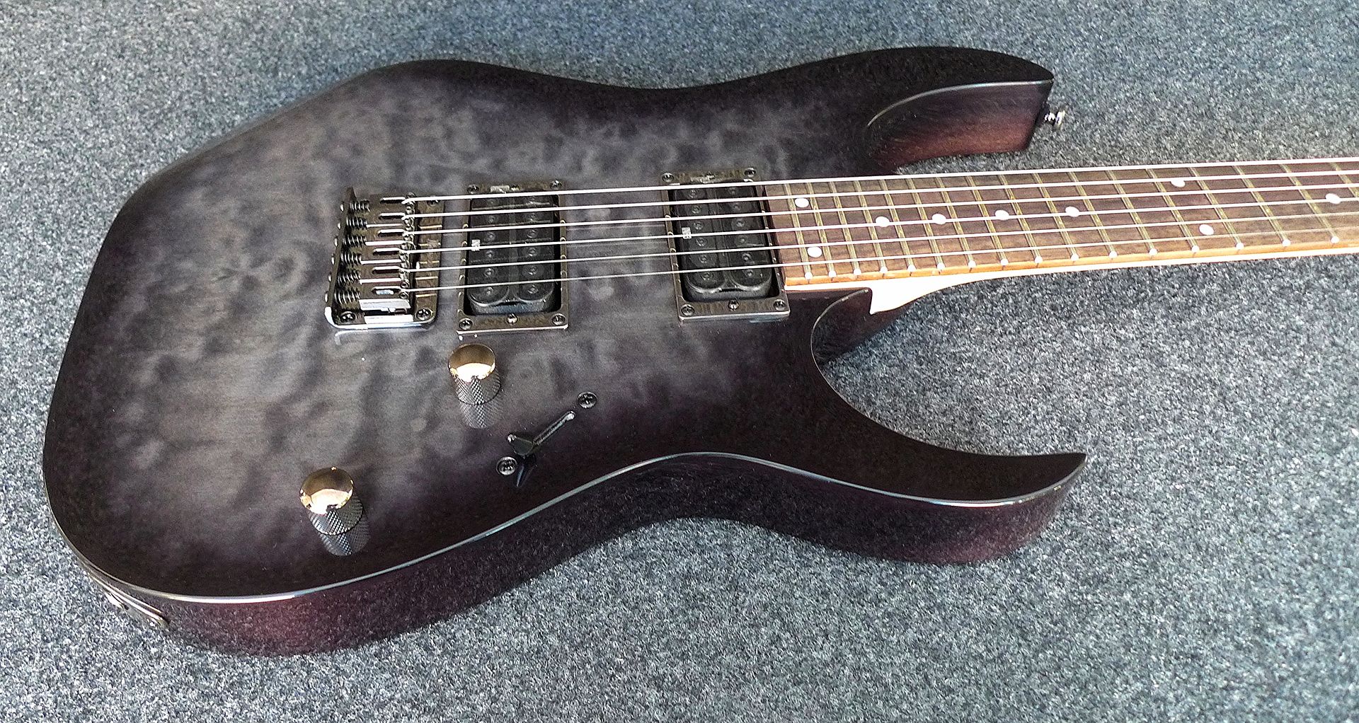 ibanez rg421-qmtgb solid body electric guitar gray burst quilted